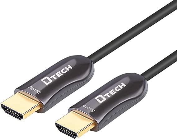 DTECH Ultra Slim 200 Feet Fiber Optic HDMI 2.0 Cable 4K at 60Hz and 18Gbps Pro Series for in-Wall Installation