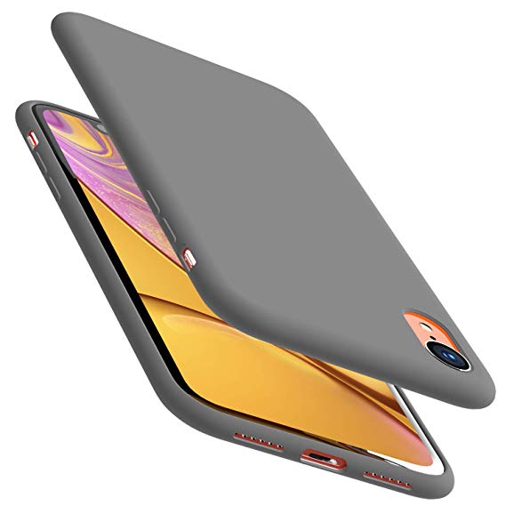 TOZO for iPhone XR Case 6.1 Inch (2018) Liquid Silicone Gel Rubber Shockproof Shell Ultra-Thin [Slim Fit] Soft 4 Side Full Protection Cover - [Gray]