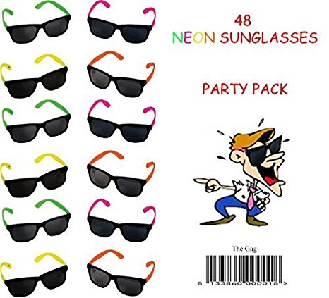 The Gags Wholesale Party Pack-48 Assorted Cool Colors Neon Sunglasses For Graduation-Mardi-Gras-Holidays-Birthdays