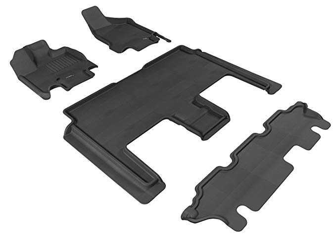 3D MAXpider Complete Set Custom Fit All-Weather Floor Mat for Select Dodge Grand Caravan Models - Kagu Rubber (Black)