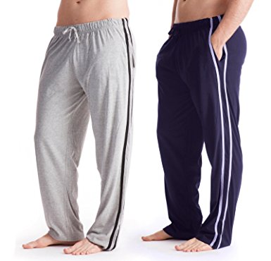 OCTAVE® Mens 2 Pack Grey / Navy Contrast Loungewear Pants / Pyjama Bottoms