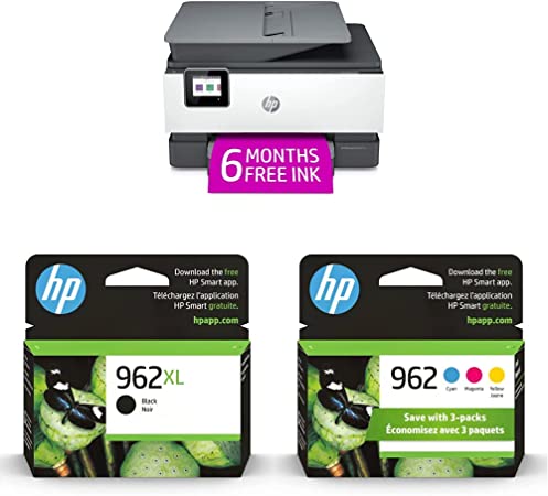 HP OfficeJet Pro 9015e Wireless Color All-in-One Printer & 962XL Black High-Yield Ink Cartridge | 3JA03AN & 962 Cyan, Magenta, Yellow Ink Cartridges | 3YP00AN