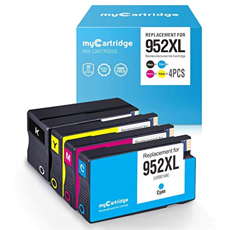 myCartridge Re-Manufactured Ink Cartridge Replacement HP 952XL 952 XL (1 Black, 1 Cyan, 1 Magenta, 1 Yellow, 4-Pack)