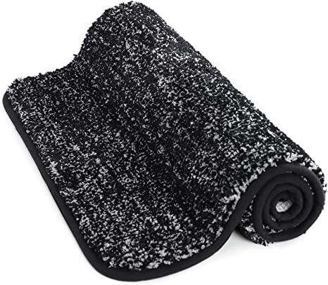 Lifewit Indoor Doormat Super Absorbent Water Low Profile Mats Machine Washable Non Slip Rubber Entrance Rug for Front Door Inside Dirt Trapper Mats Shoes Scraper, Black, 90 x 60 cm