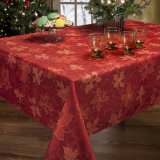 Benson Mills PoinSetta Scroll Printed Fabric Tablecloth 60-Inch-By-104 Inch