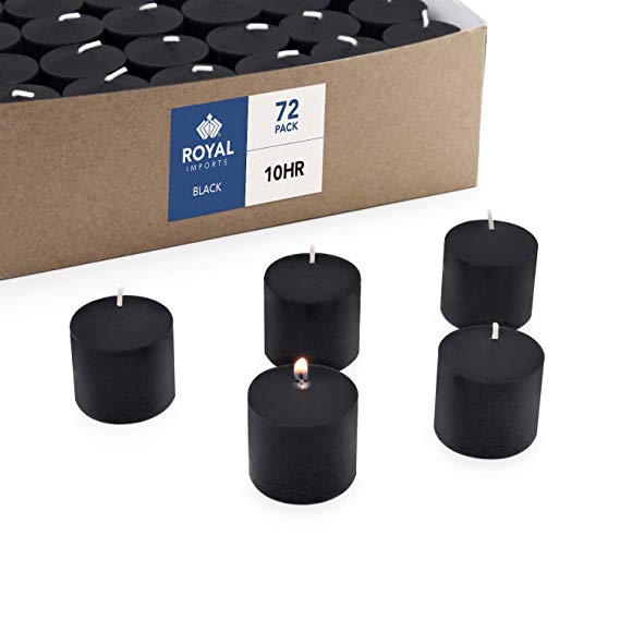 Royal Imports Votive Candle, Unscented Black Wax, Box of 72, for Wedding, Birthday, Holiday & Home Decoration (10 Hour)