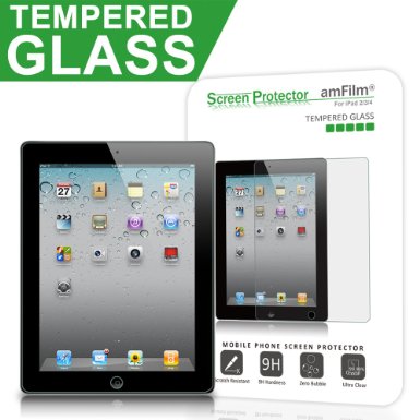 amFilm iPad Tempered Glass Screen Protector 033mm 25D Round Edge for Apple iPad 2 iPad 3 and iPad 4 1-Pack Lifetime Warranty