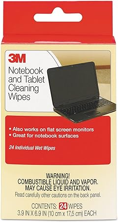 3M Cl630 Notebook Screen Cleaning Wet Wipes, Cloth, 7 X 4, White, 24/Pack