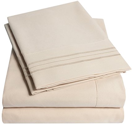 1500 Supreme Collection Bed Sheets - PREMIUM QUALITY BED SHEET SET & LOWEST PRICE, SINCE 2012 - Deep Pocket Wrinkle Free Hypoallergenic Bedding - Over 40  Colors - California King, Beige