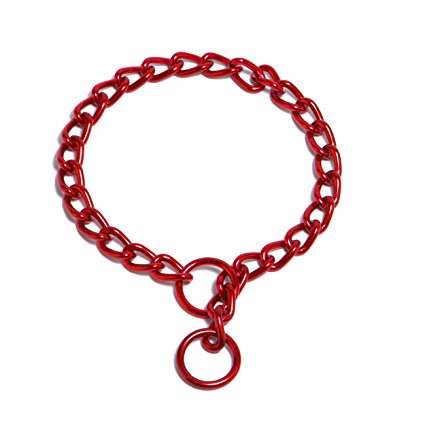 Platinum Pets 4mm Coated Chain Dog Collar 26-Inch, Candy Apple Red