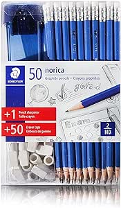 Staedtler Pencil 101 Pieces Norica Set 50 Pencils 1 Pencil Sharpener 50 Eraser Caps HB2