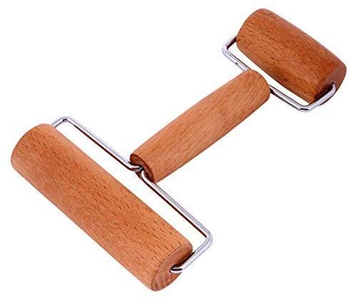 Lasten Pastry Pizza Baking Roller Pin, Non Stick Wood Rolling Pins for Baking(H-Shape)