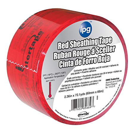 Intertape Sheathing Tape, 2.36" x 72.1 yd, Red/Black, 5560CNDR