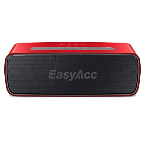 EasyAcc SoundX Wireless Bluetooth Speaker Portable 10W Musikbox Loud Volume 20 Hours Playtime with Microphone, 3.5mm AUX, Micro SD Card Slot, Red