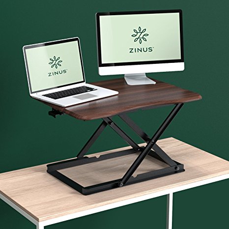 Zinus Smart Adjust Standing Desk/Height Adjustable Desktop Workstation/28in x 21in/Espresso