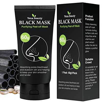 Black Peel off Mask- Vena Beauty Activated Charcoal Blackhead Remover Mask Purifying Deep Cleansing Facial Black Mask, Deep Pore Cleanse for Acne, Oil Control,60g