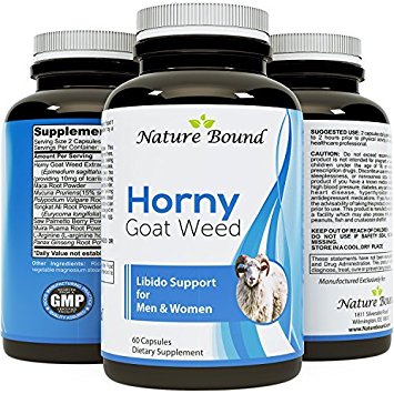 Pure Horny Goat Weed Extract with Maca Powder - Strong Icariin Enhancement - Natural & Effective Pills for Men and Women - Tongkat Ali - Lifetime Guarantee by Nature Bound