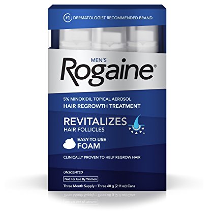 Men's Rogaine Hair Loss & Hair Thinning Treatment Minoxidil Foam, Three Month Supply