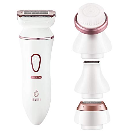 Lavany Ladies Electric Shaver,4 in 1 Electric Razor and Facial Brush Kit for women, Hair Removal for Wet or Dry Use