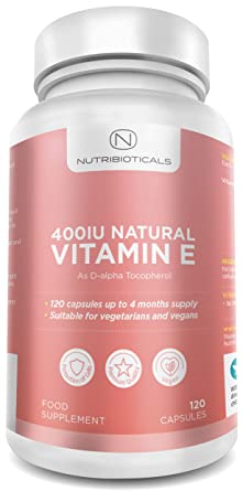 Vitamin E 400IU 4 Months Supply (120 Vegan Capsules), D-Alpha Tocopherol 100% Natural Source, Highly Absorbable, Protects Cells from Oxidative Stress