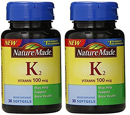 Nature Made Vitamin K2 Softgel, 100 mcg - 2 bottles each of 30 Softgels