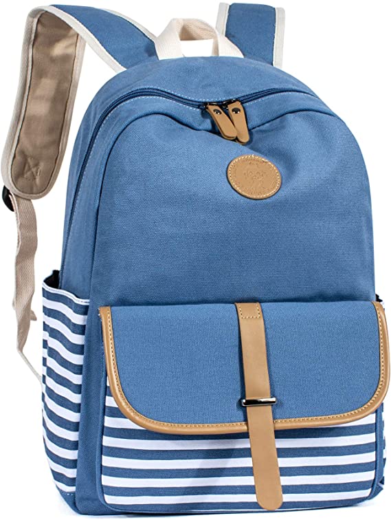 Leaper School Backpack for Girls Daypack Travel Bag with Side Pockets Light Blue
