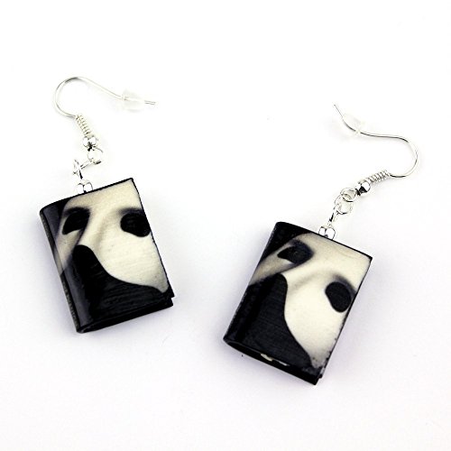 PHANTOM OF THE OPERA Polymer Clay Mini Book Earrings by Book Beads Costume Jewelry with Books