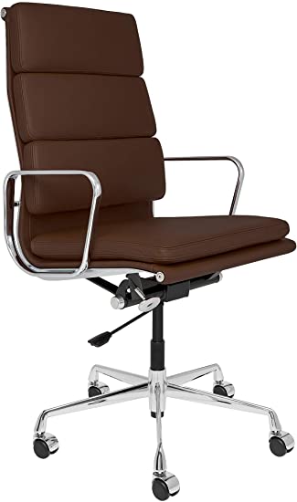 SOHO Premier Tall Back Soft Pad Management Chair - Adjustable, Modern Italian Leather (with Armrests) (Dark Brown)