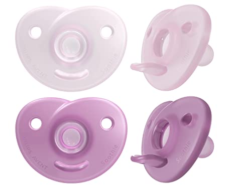 Philips AVENT Soothie Heart Pacifier, 0-3 Months, Pink/Light Pink, 4 Count