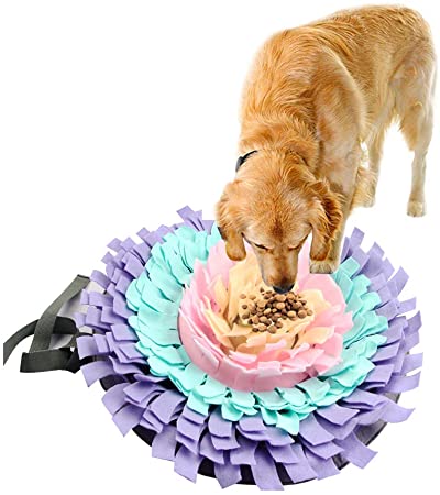 Per Dog Snuffle Mat Round Snack Feeding Slow Feeders Sniffing Nosework Training Pad Fun Playmat Toys for Dog Relieve Stress 18IN