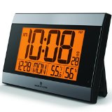 MARATHON CL030052GG Atomic Digital Wall Clock With Auto-Night Light Temperature and Humidity - Batteries Included