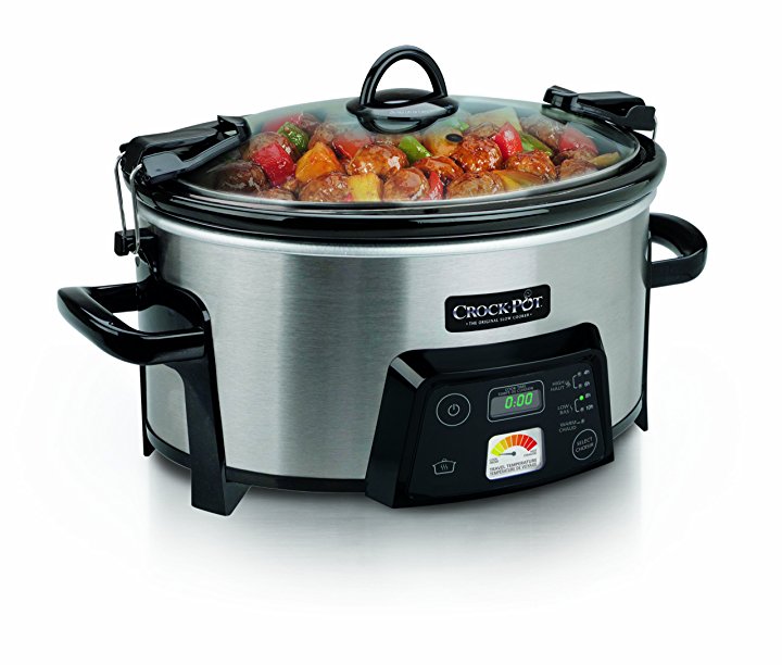 Crock-Pot 6 Qt Programmable Travel Slow Cooker, Stainless Steel