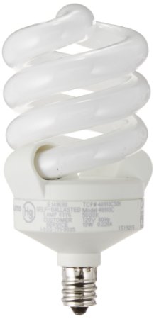 TCP 48913C50K CFL Spring Lamp - 60 Watt Equivalent (only 13W used!) Daylight (5000K) Candelabra Base Spiral Light Bulb