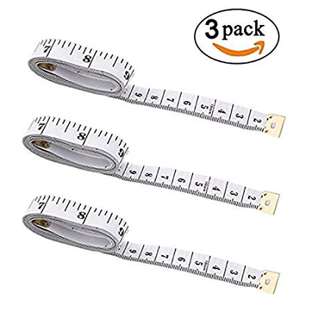 Soft Tape Measure - Flexible Measuring Tape – Sewing, Tailoring, Dressmaking. Flat White Cloth Ruler 1.5M/60” – Pack of 3
