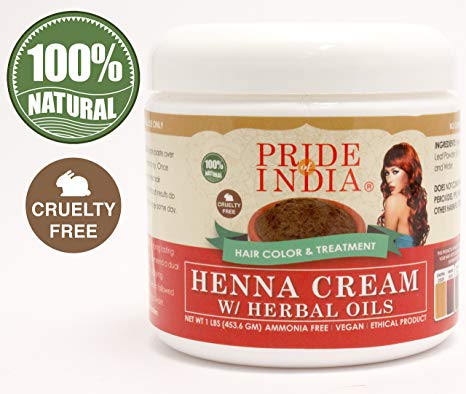 Pride Of India - Red Henna Hair Color Cream w/Herbal Oils (Pre-made Paste - Ready to use), One Pound (16oz) Jar - 100% Natural (No Chemicals/Dyes) - BUY ONE GET 50% OFF 2ND UNIT (IN MULTIPLES OF 2)