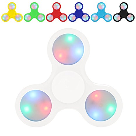 Fidget Hand Finger Spinner, Accmor EDC Toys with Battery Replaceable LED Lights Helps Stress Reducer Relieves ADHD Anxiety for Kids & Adults