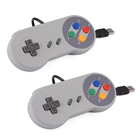 XCSOURCE 2pcs SNES Classic USB Super Nintendo Game Controller Gamepad Joystick for Windows PC/MAC AC560