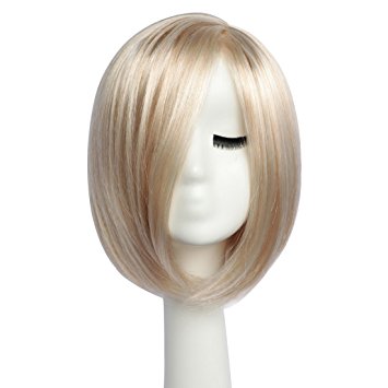 BESTUNG Girl's Sexy Side Part Bob Wig Stylish Short Straight Ombre Blonde Synthetic Wigs Harajuku Style Hair for Women Costume Party with Free Wig Cap