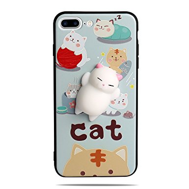 Cute Fashion Fresh Novel Squishy Cat for iPhone 6 6s 6s plus 7 7 plus Case, Lovely 3D Soft Silicone Cartoon Animal TPU Protective Back Phone Case