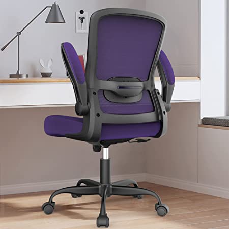 Office Chair, Ergonomic Desk Chair with Adjustable Lumbar Support & Seat Height, High Back Mesh Computer Chair with Flip-up Armrests-BIFMA Passed Task Chairs for Home Office (Modern, Amethyst)