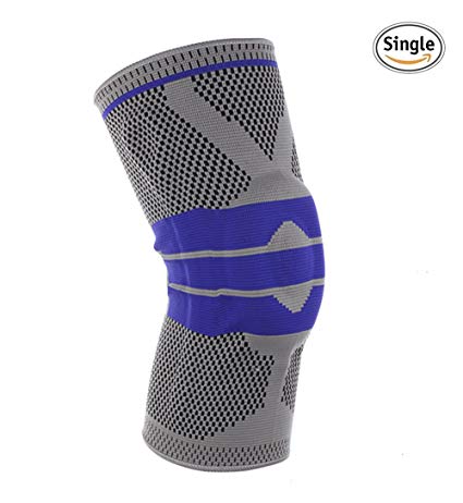 Knee Compression Sleeve Support for Sports - Silica Gel Anti-collision Knee Pads 3D Knitting Technology High Elastic Soft M