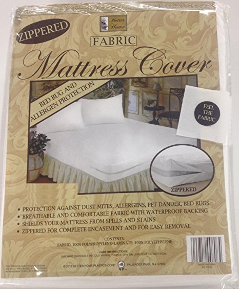 Zippered Fabric Mattress Cover, Protects Against Bed Bugs (FULL Size)