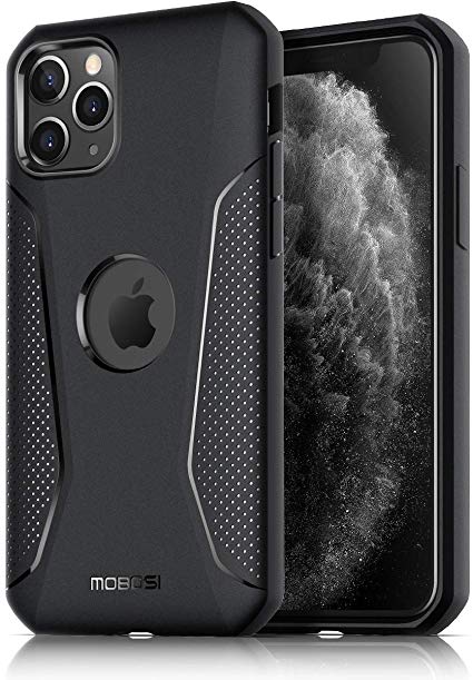 MOBOSI Net Series Armor Designed for iPhone 11 Pro Case 5.8 inch (2019), Anti Slip Slim Lightweight Protective Matte Hybrid Phone Cover - Matte Black