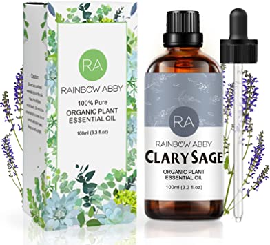 Clary Sage Essential Oil (100ML), 100% Pure Natural Organic Aromatherapy Clary Sage Oil for Diffuser, Massage, Skin Care, Yoga, Sleep