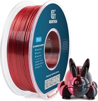 Geeetech Silk PLA Filament 1.75mm Silk Dual Color Filament,Coextrusion Dichromatic Metal-Like Shiny Consumable 1kg (2.2lbs) 1 Spool,Dimensional Accuracy  /- 0.03 mm, Black Red