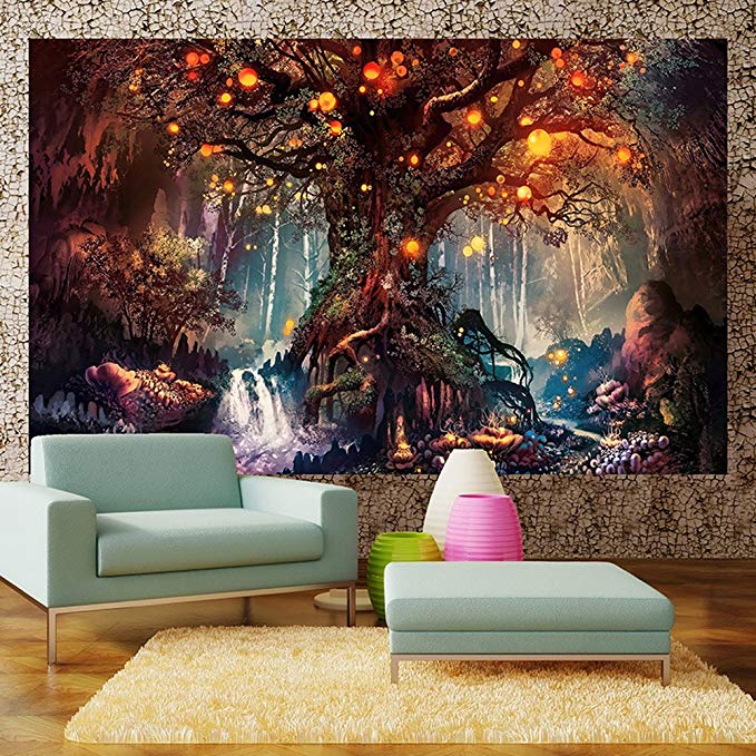 3D Printing Fantasy Plant Magical Forest Tapestry Magic Landscape Art For Home Decor Wall Hanging Tapestry(78Wx59L) (11, 78Wx59L)