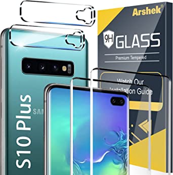 [2 2 Pack] Glass Screen Protector for Samsung Galaxy S10 Plus, 9H Tempered Glass，Ultrasonic Fingerprint Compatible,3D Curved, HD Clear, Case Friendly Bubble-Free for Galaxy S10 Plus Screen Protector