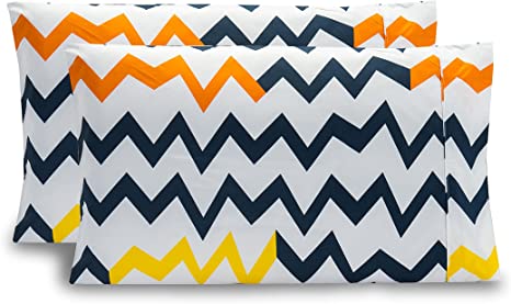 Elegant Comfort Luxury Ultra-Soft 2-Piece Pillowcase Set 1500 Thread Count Egyptian Quality Microfiber Double Brushed Wrinkle Resistant, King Size, Chevron Pattern Colorful