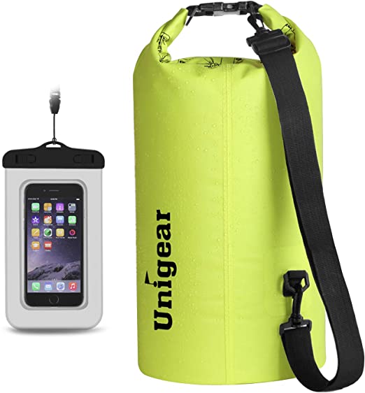 Unigear Dry Bag Waterproof, Floating and Lightweight Bags for Kayaking, Boating, Fishing, Swimming and Camping with Waterproof Phone Case