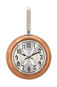 Deco 79 98436 Frying Pan Iron Wall Clock, 19" x 11", Copper/Silver/Black